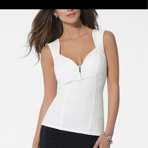 Caché white & black corset style blouse size S